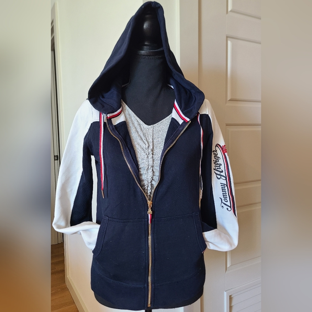 Tommy Hilfiger Navy and White Hoodie